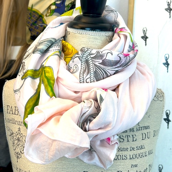 Ted BakerAnika Passion Flower Long Large mulberry Silk Scarf 70” x 26